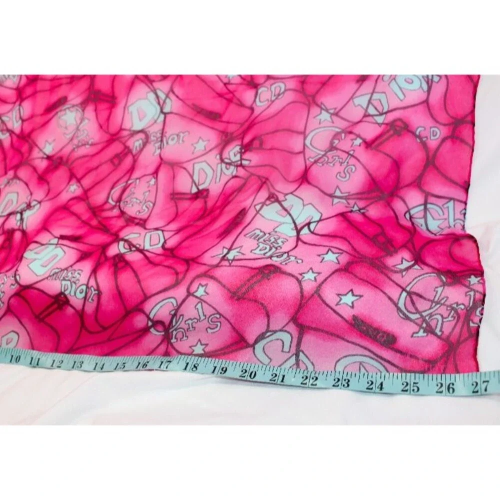 XRARE VTG Pink&Turqse Miss Dior Scarf by John Galliano Design-Classic Brandings!